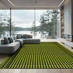 Neon Yellow Grid Check Rug
