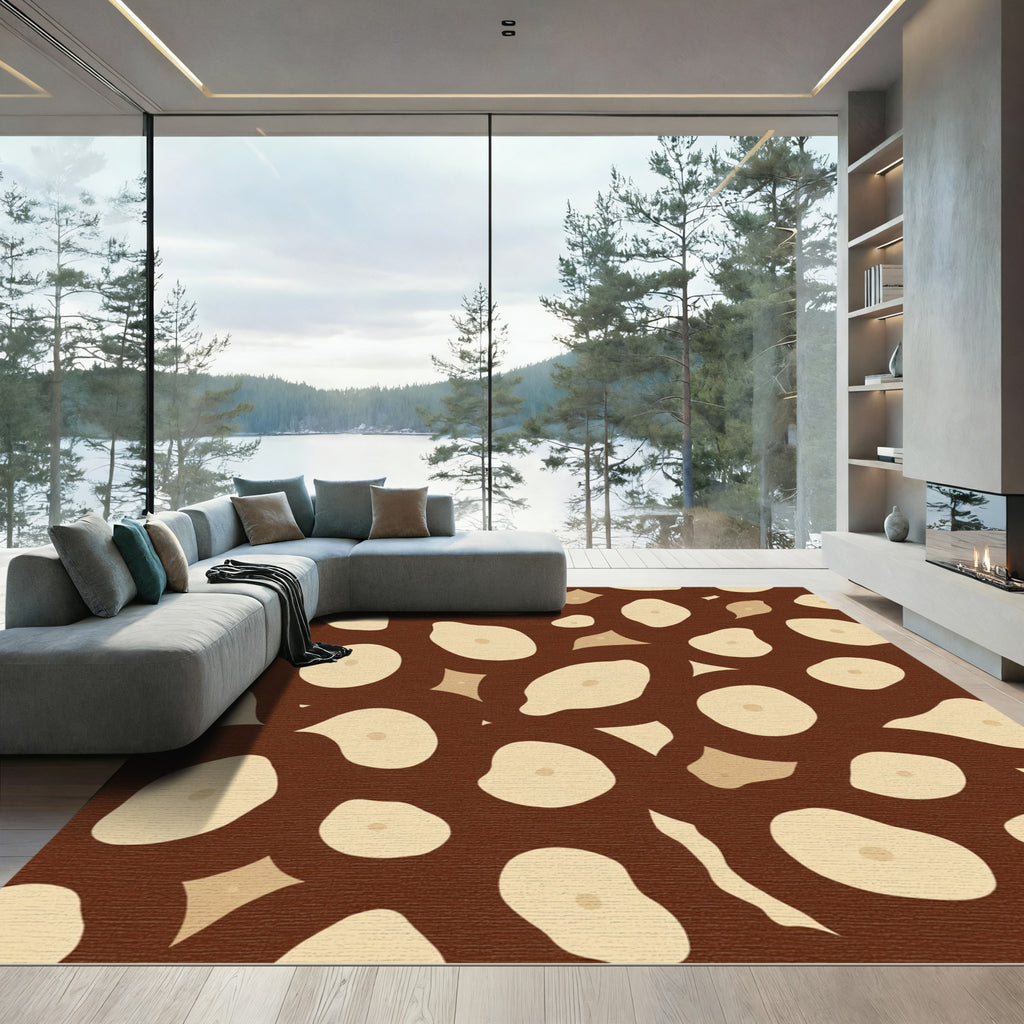 Brown Speckled Organic Shapes Rug