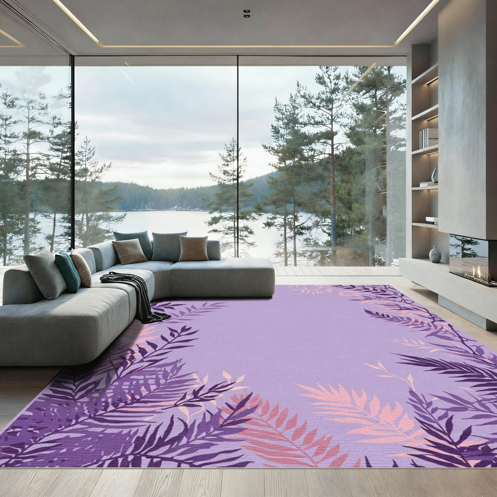 Purple Floral Branches Garden Rug