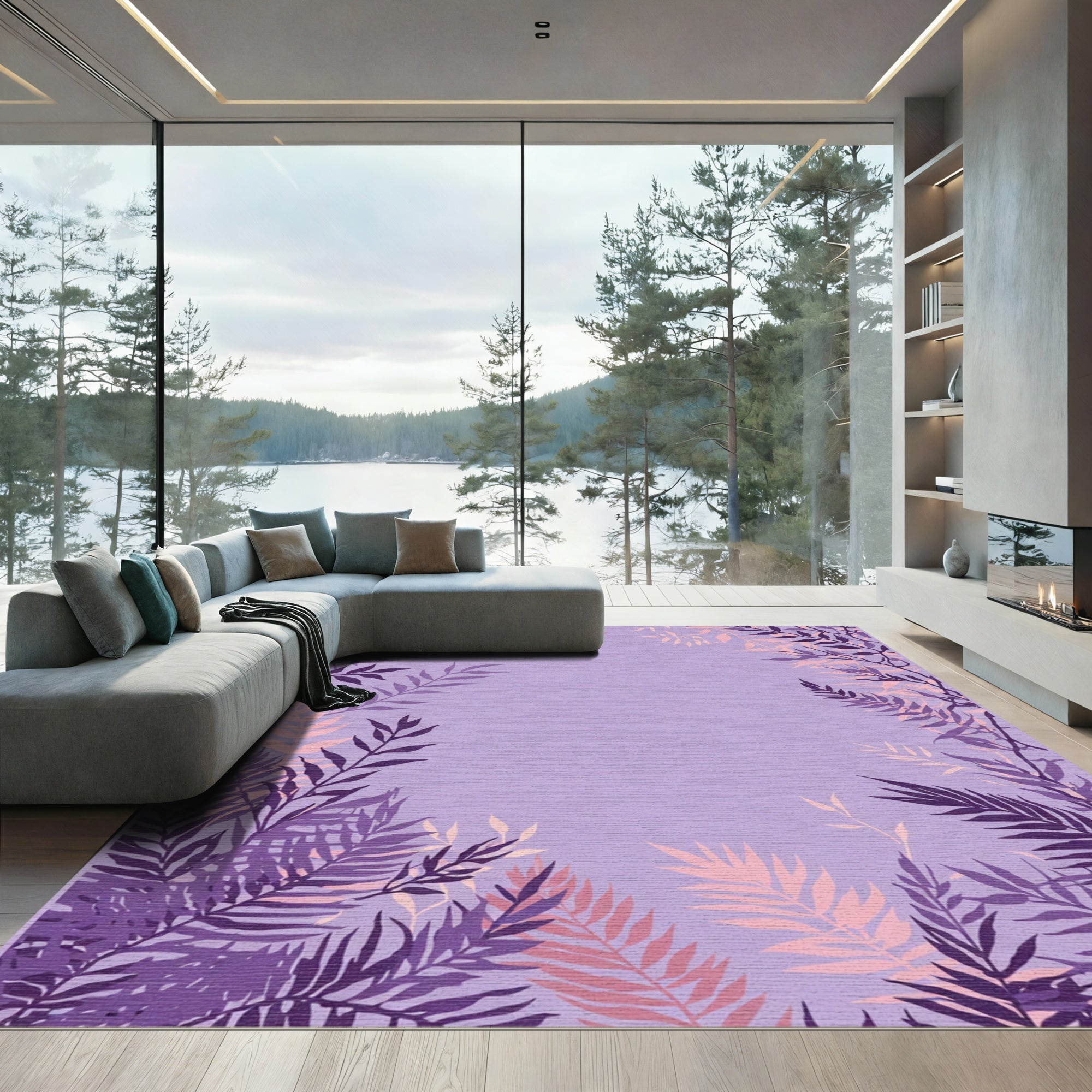 Purple Floral Branches Garden Rug