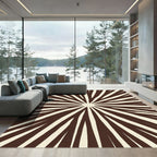Radiating Sunburst Brown Cream Rug