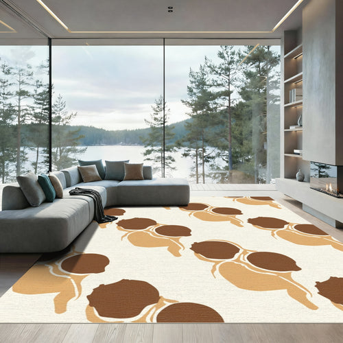 Brown and Tan Abstract Clusters Rug