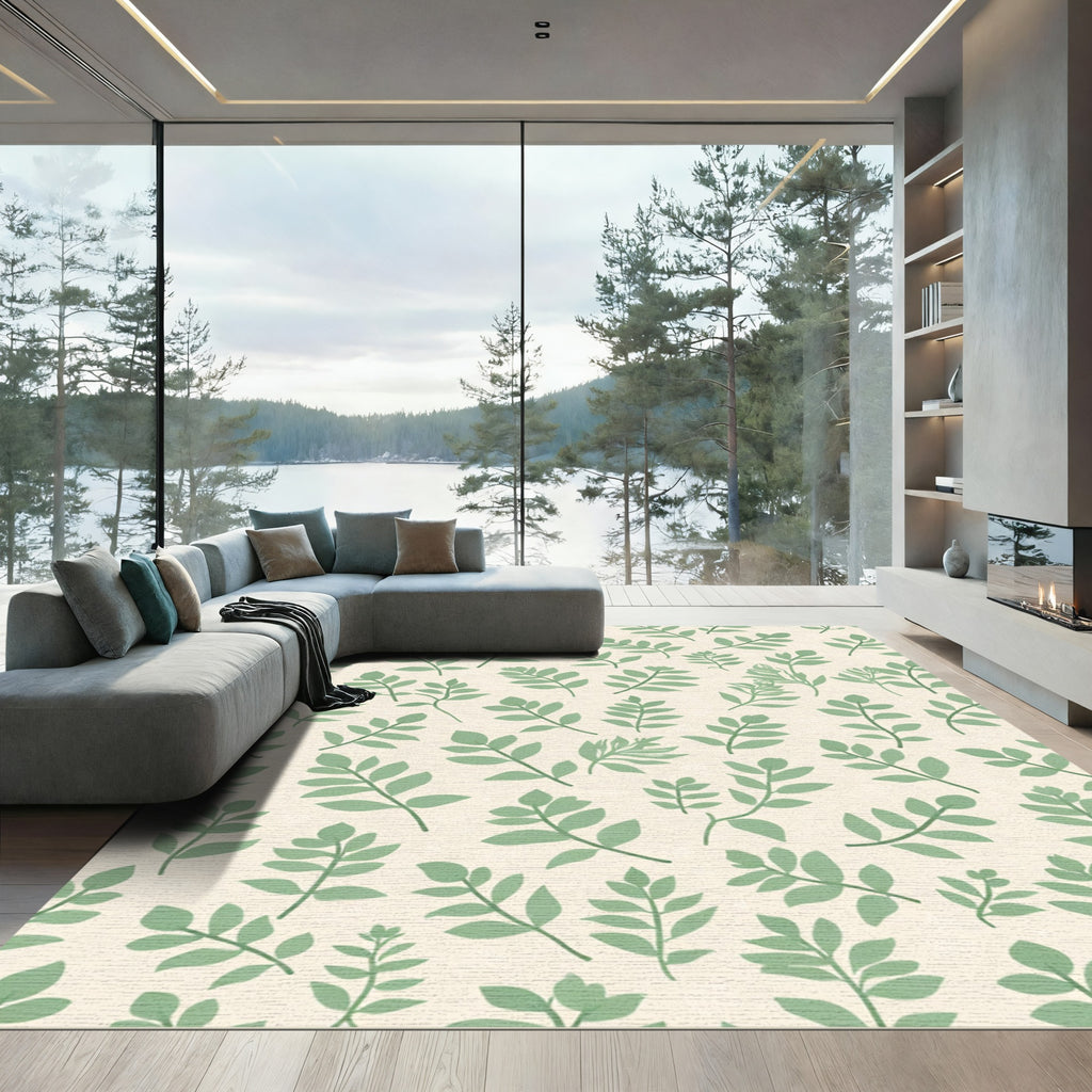 Sage Green Botanical Sprigs Rug