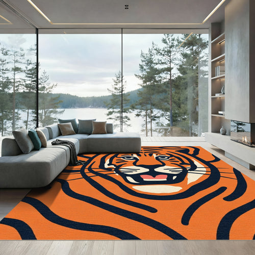 Bold Orange Tiger Face Rug