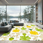 Whimsical Yellow Green Tropical Floral Rug