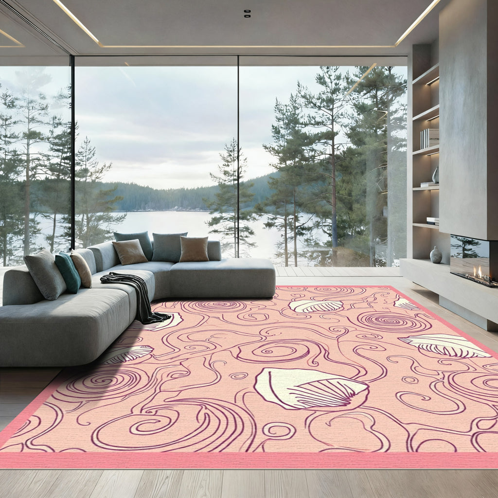 Pink Swirl Seashell Graphic Repeat Rug