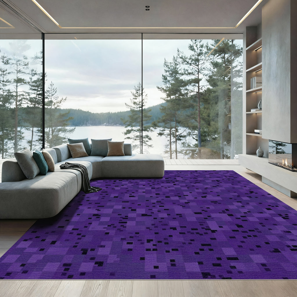 Deep Purple Pixelated Square Rug