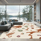 Earthy Abstract Leaf Branch Composition Rug