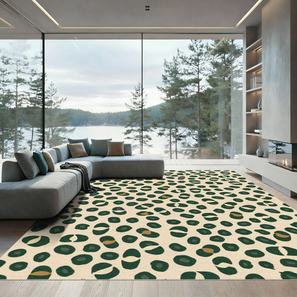 Natural Green Leopard Spots Rug