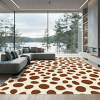 Brown and Cream Polka Dot Oval Rug