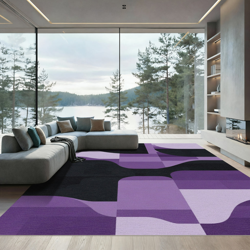 Amethyst Purple Abstract Geometric Overlay Rug