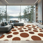 Brown Circles Cream Background Rug
