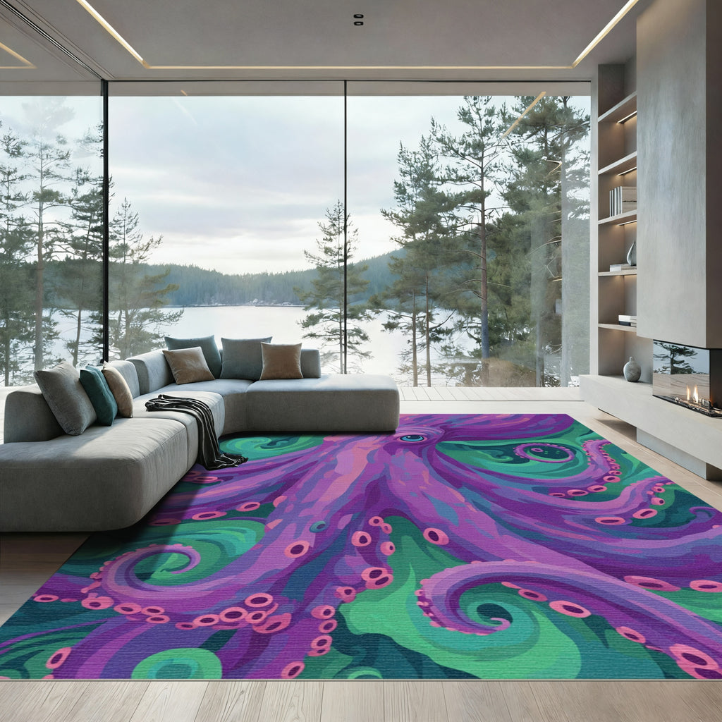 Mystical Purple Octopus Swirls Rug
