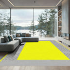 Vibrant Yellow Geometric Border Rug