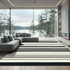 Neutral Contemporary Horizontal Stripe Rug