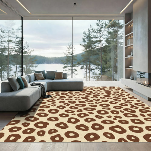 Bold Brown Spots Animal Print Rug