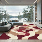 Burgundy Beige Flowing Organic Wave Rug