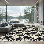 Bold Black White Organic Shape Rug
