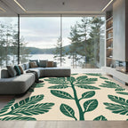 Deep Green Foliage Botanical Layout Rug