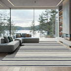 Minimalist Ivory Black Stripe Rug