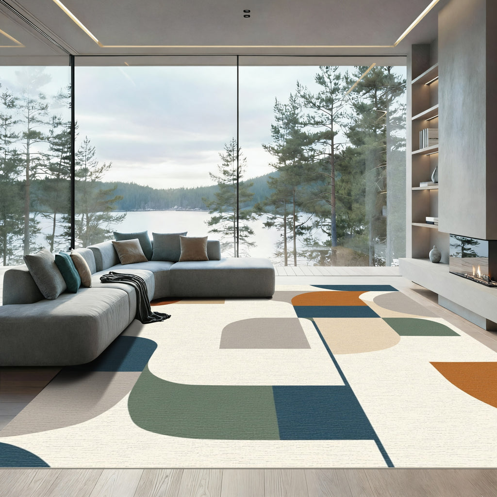 Mid-Century Modern Geometric Blocks Rug