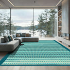 Aqua Blue White Striped Ensemble Rug