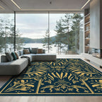Golden Floral Botanical Tableau Rug
