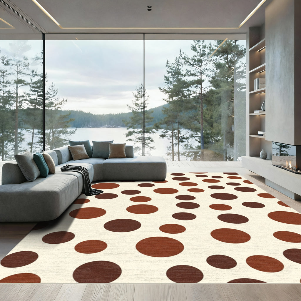 Earthy Brown Circles Scattered Rug