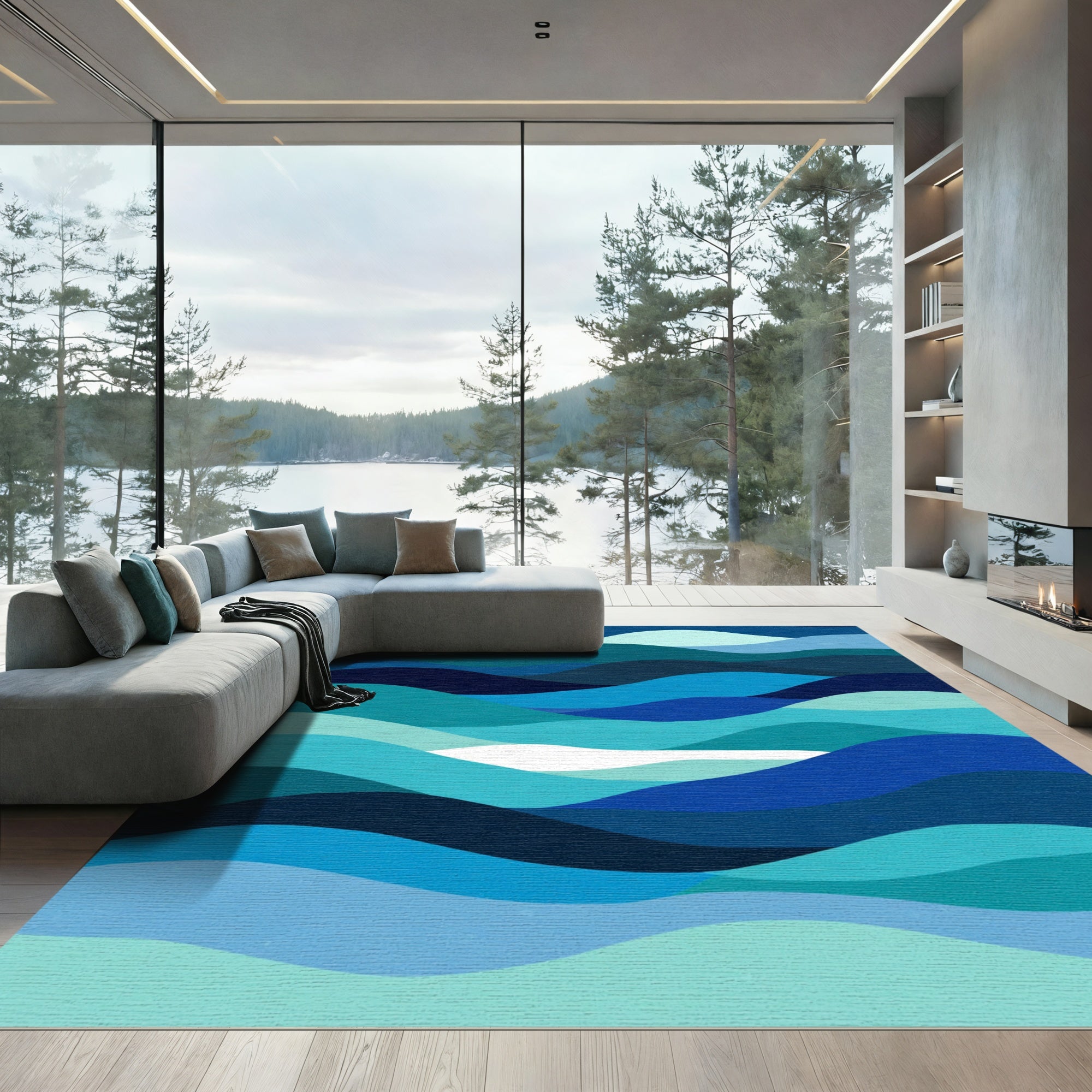 Oceanic Ripples Abstract Waves Rug