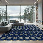 Gold Crested Imperial Motif Navy Rug