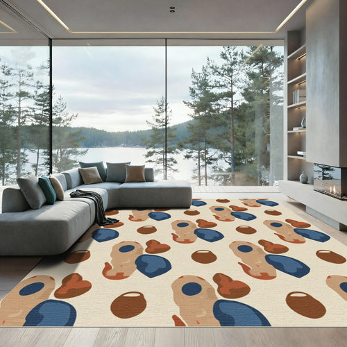 Abstract Earth Tones Organic Shapes Rug