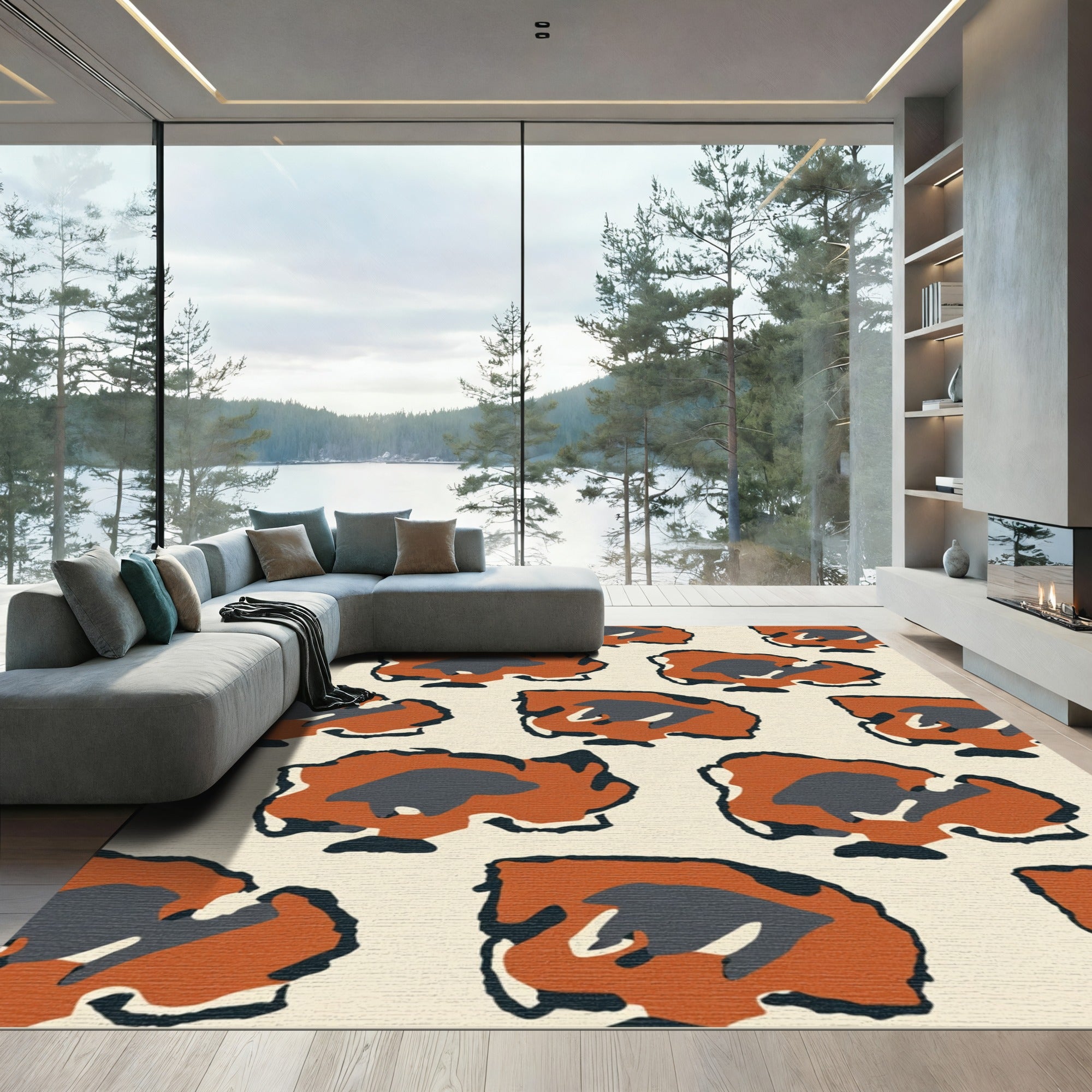 Terracotta Animal Spots Organic Shapes Rug