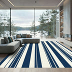 Navy Ivory Vertical Stripe Rug