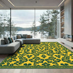 Amber Green Abstract Floral Arrangement Rug