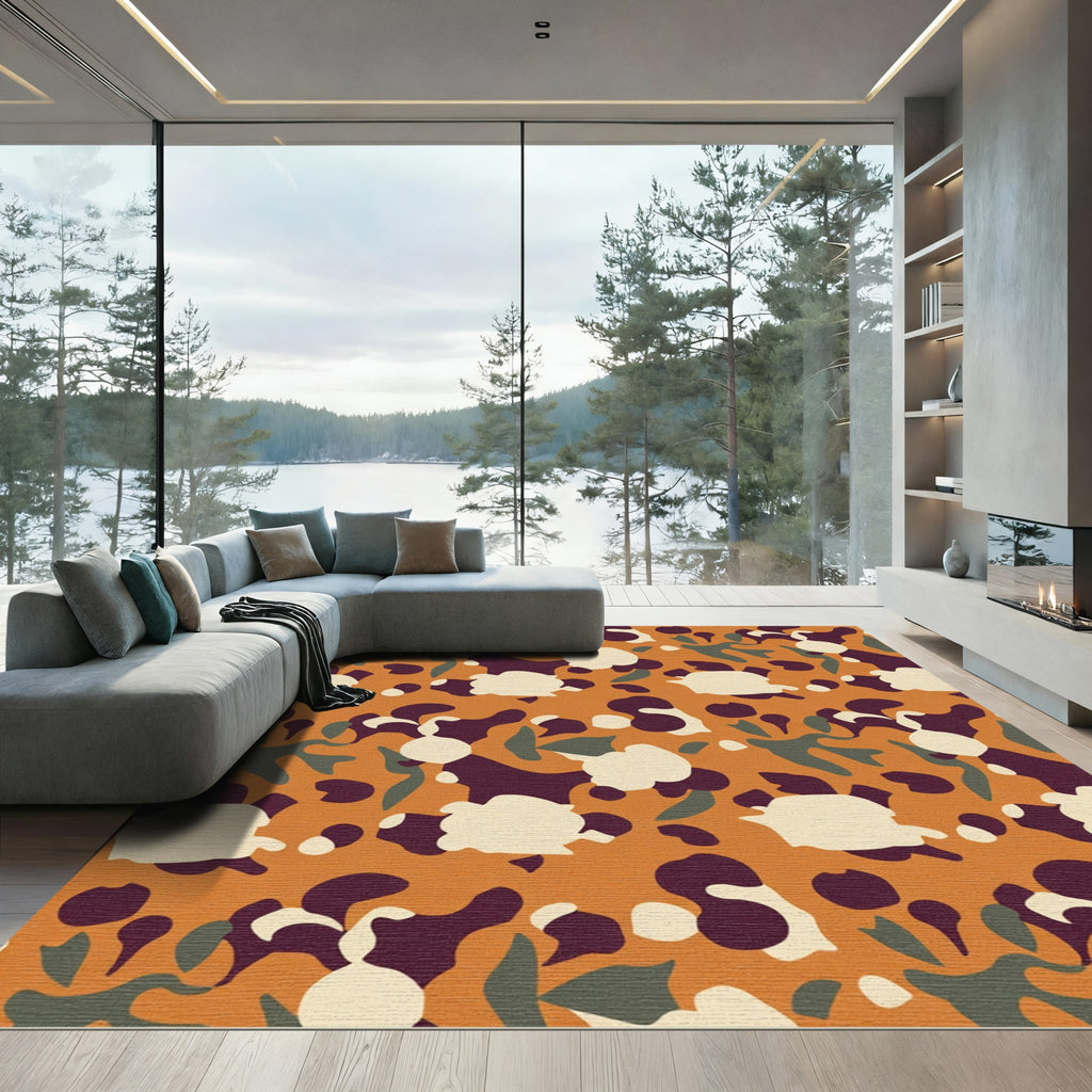 Abstract Organic Ochre Blend Rug