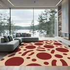 Crimson Circles Abstract Scattered Rug