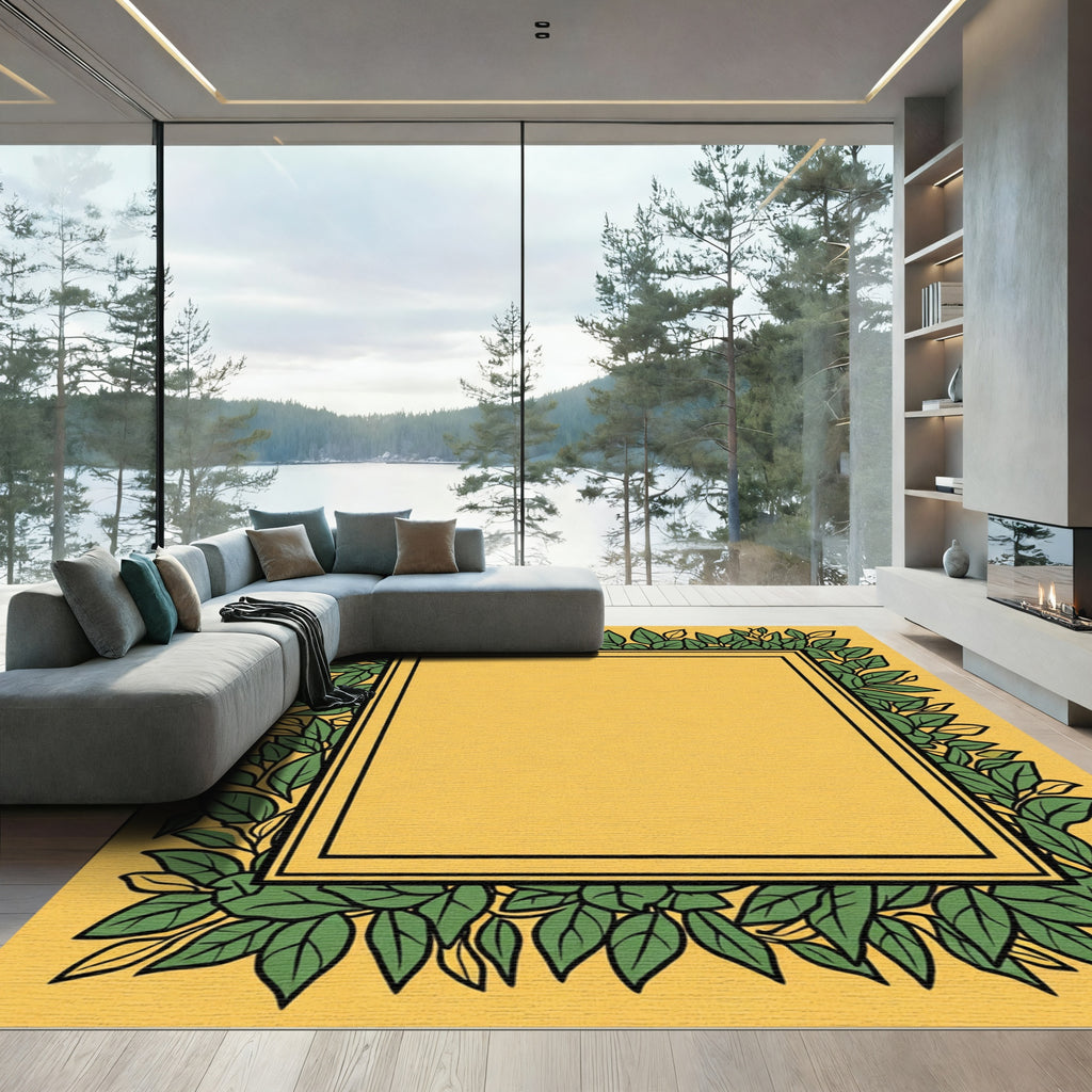 Golden Square Laurel Botanical Rug