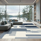 Modern Geometric Blues Abstract Composition Rug