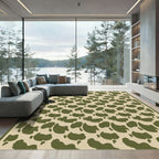 Olive Green Cowhide Abstract Shapes Rug