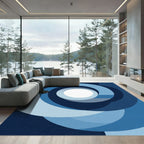 Deep Blue Swirl Gradient Abstract Rug