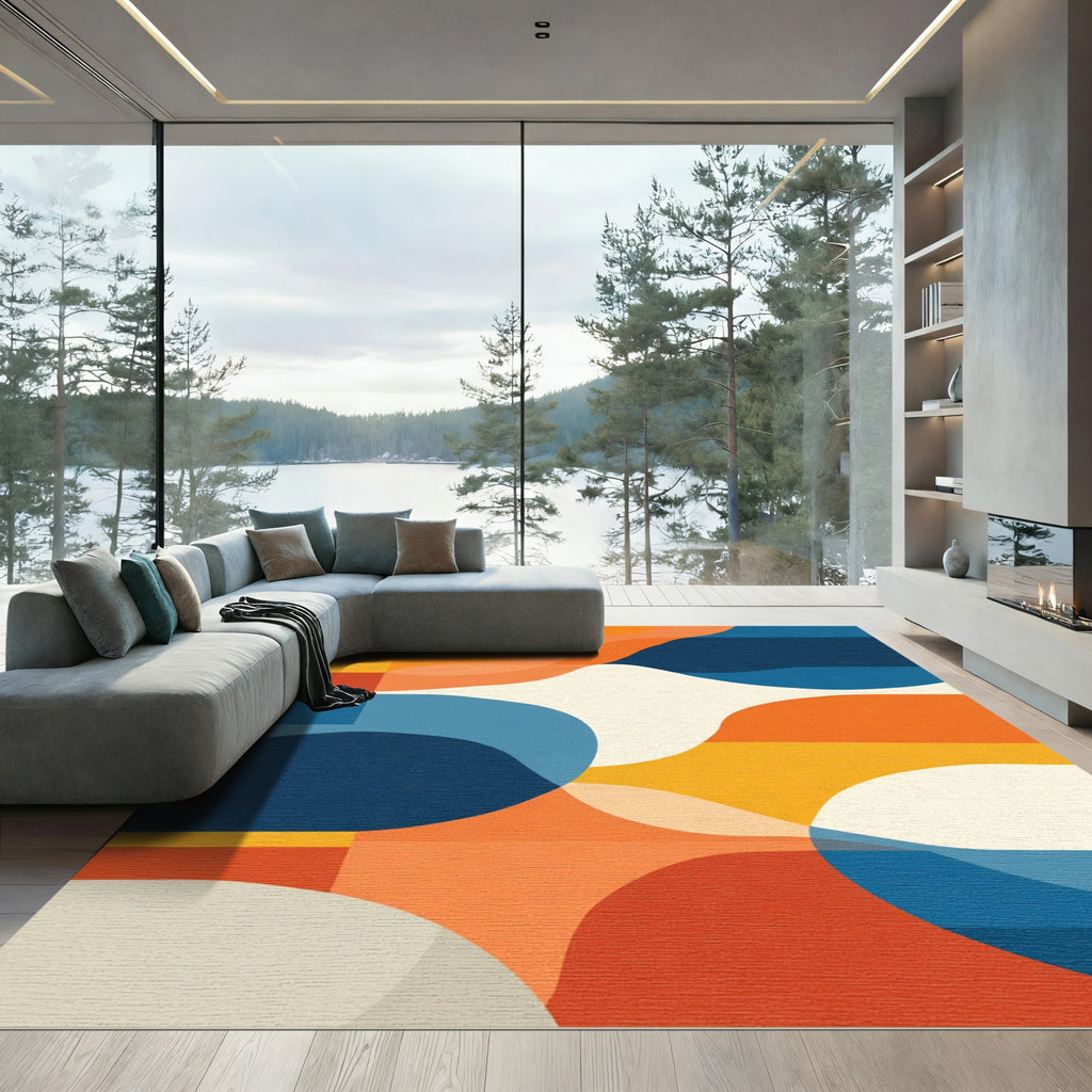 Mid Century Modern Abstract Wave Rug