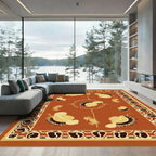 Burnt Orange Floral Petal Bloom Rug