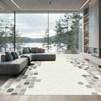 Subtle Gray Square Mosaic Rug