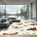 Chic Brown Orange Butterfly Garden Rug