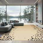 Sandy Beige Black Dot Border Rug