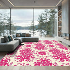 Vibrant Fuchsia Floral Bouquet Rug