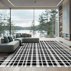 Monochrome Plaid Grid Surface Rug
