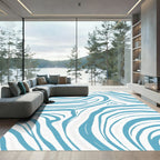 Blue White Swirl Marble Texture Rug