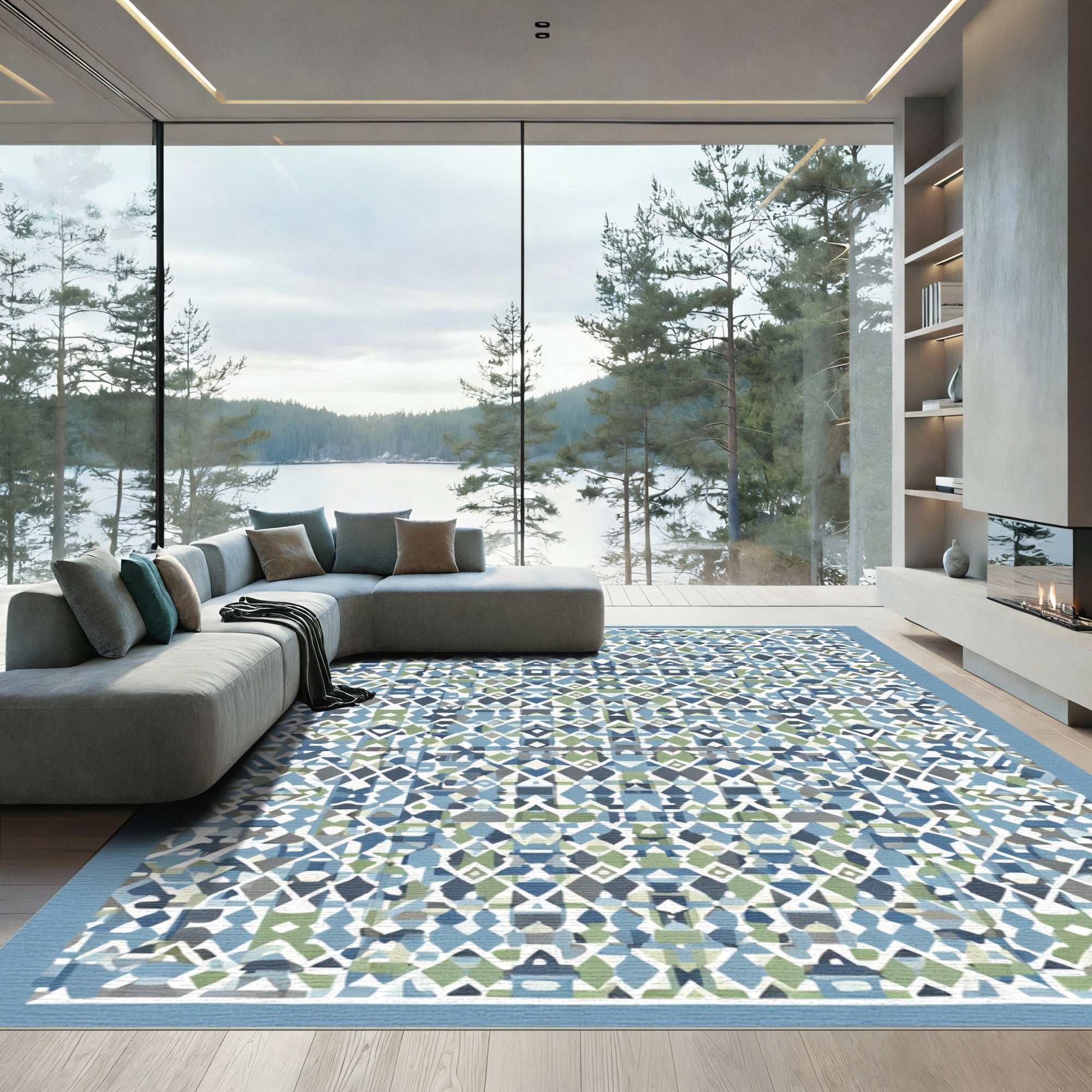 Abstract Geometric Mosaic Statement Rug