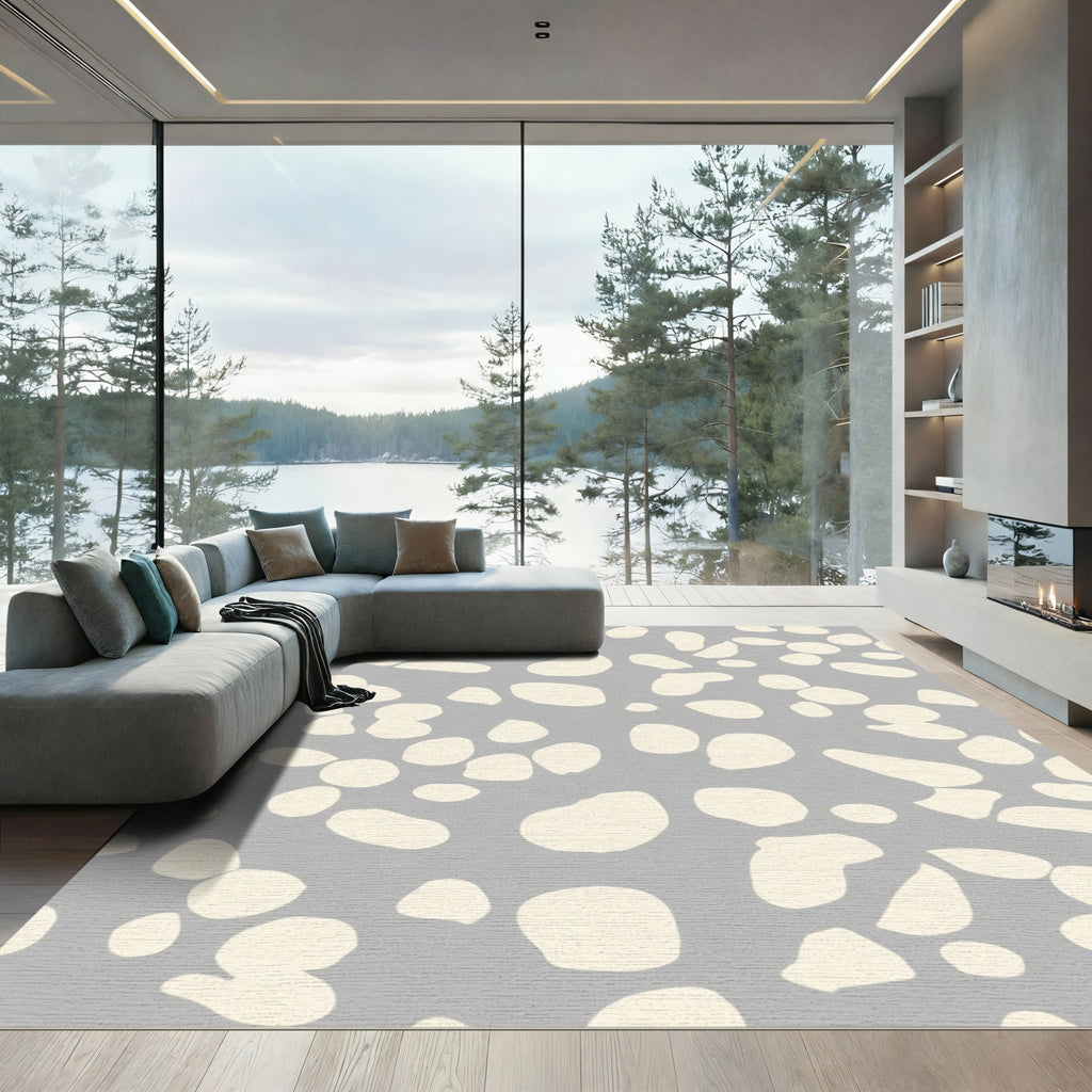 Neutral Terrazzo Speckled Organic Shapes Rug